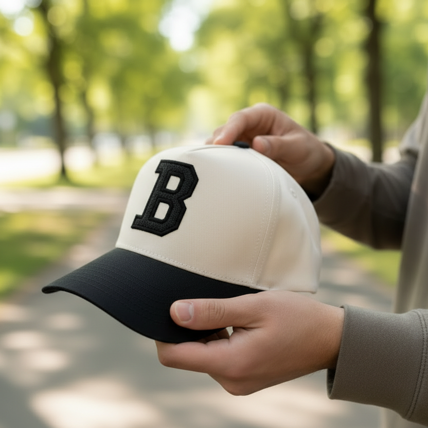 Collegiate Letter Glitter HTV or Fabric Applique Embroidered Adjustable Five-Panel Twill Hat