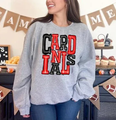 Cardinals Red and Black Sporty Varsity Doodle DTF Transfer - Merch Girls