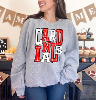 Cardinals Red and White Sporty Varsity Doodle DTF Transfer