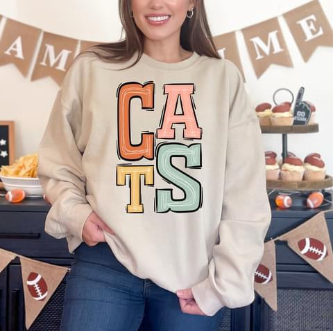 Cats Boho Sporty Varsity Doodle DTF Transfer