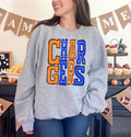 Chargers Orange and Royal Blue Sporty Varsity Doodle DTF Transfer - Merch Girls