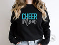 Cheer Mom Bright Blue/Hot Pink and Silver Faux Glitter Graphic Tee - Merch Girls