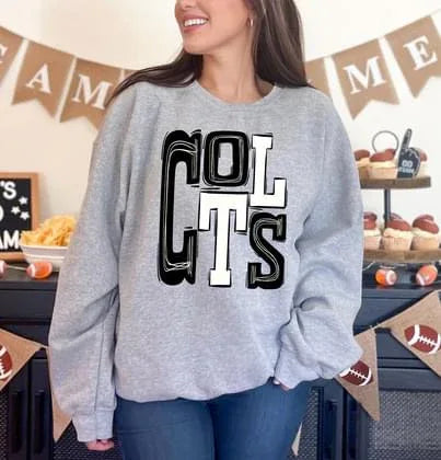 Colts Black and White Sporty Varsity Doodle DTF Transfer - Merch Girls
