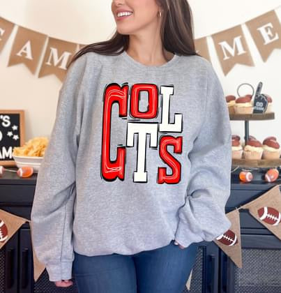 Colts Red and White Sporty Varsity Doodle DTF Transfer