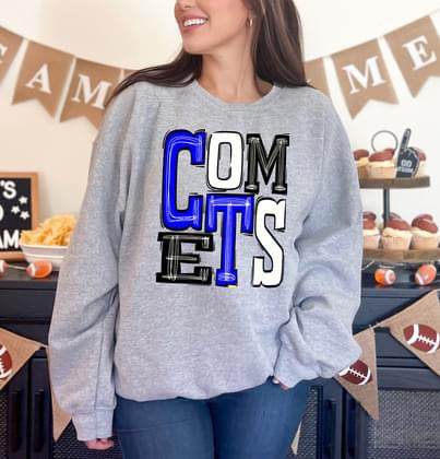 Comets Sporty Varsity Doodle DTF Transfer