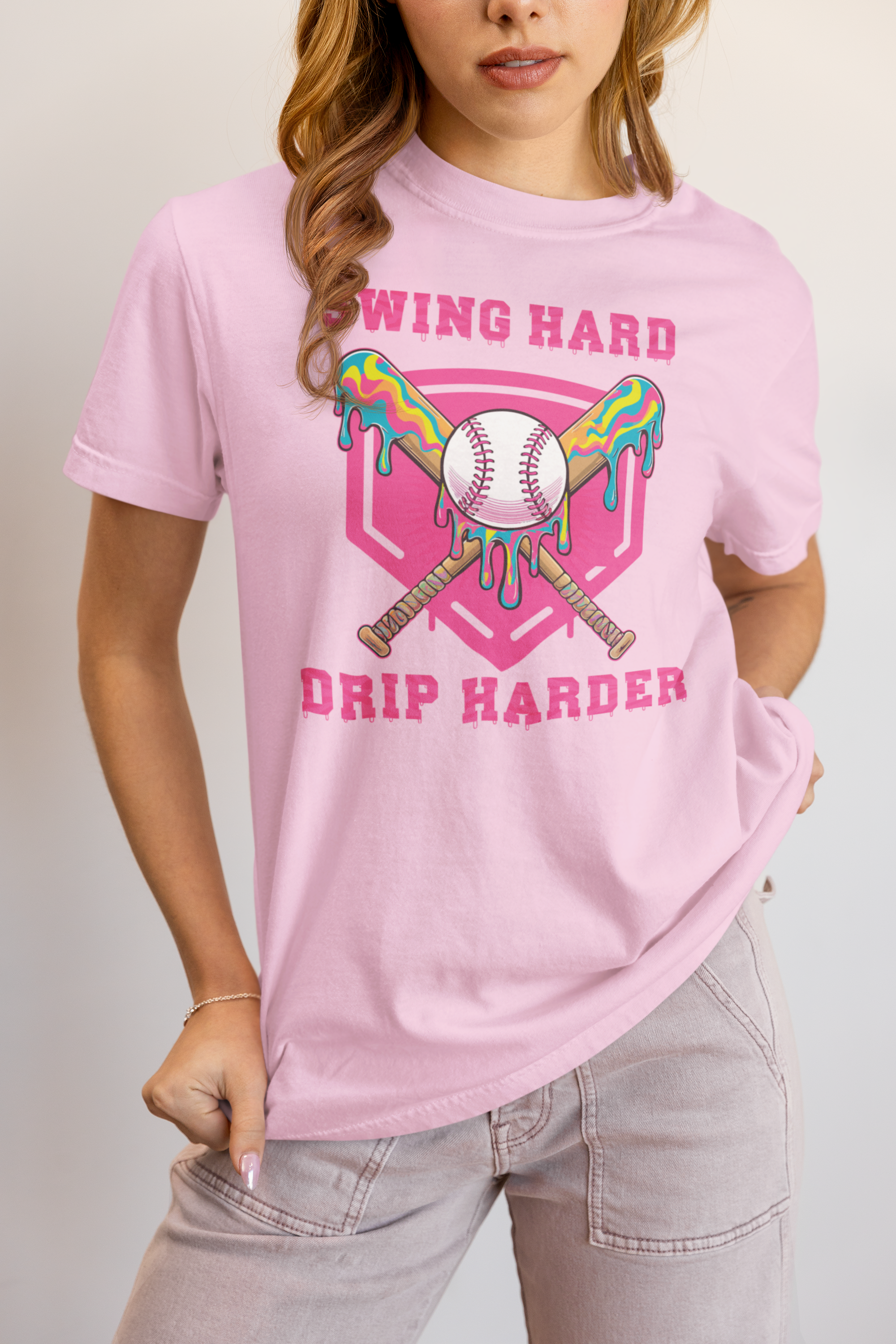 Swing Hard Drip Harder Baseball Graphic Tee