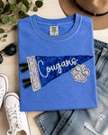 Personalized Sequin Pennant Mascot Embroidered T-Shirt | Paw Accent