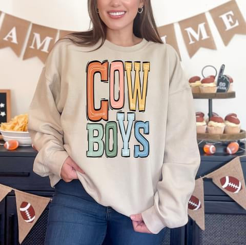 Cowboys Boho Sporty Varsity Doodle DTF Transfer