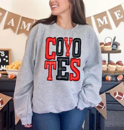 Coyotes Red and Black Sporty Varsity Doodle DTF Transfer - Merch Girls