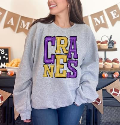 Cranes Sporty Varsity Doodle DTF Transfer