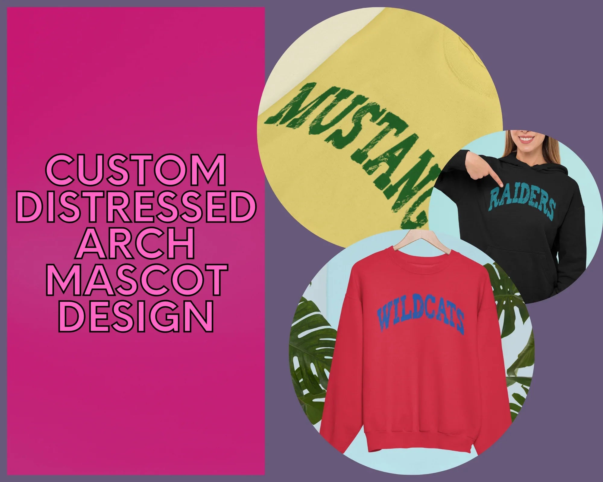 Custom Distressed Arch Mascot Design Mockup - No Physical Item! - Merch Girls