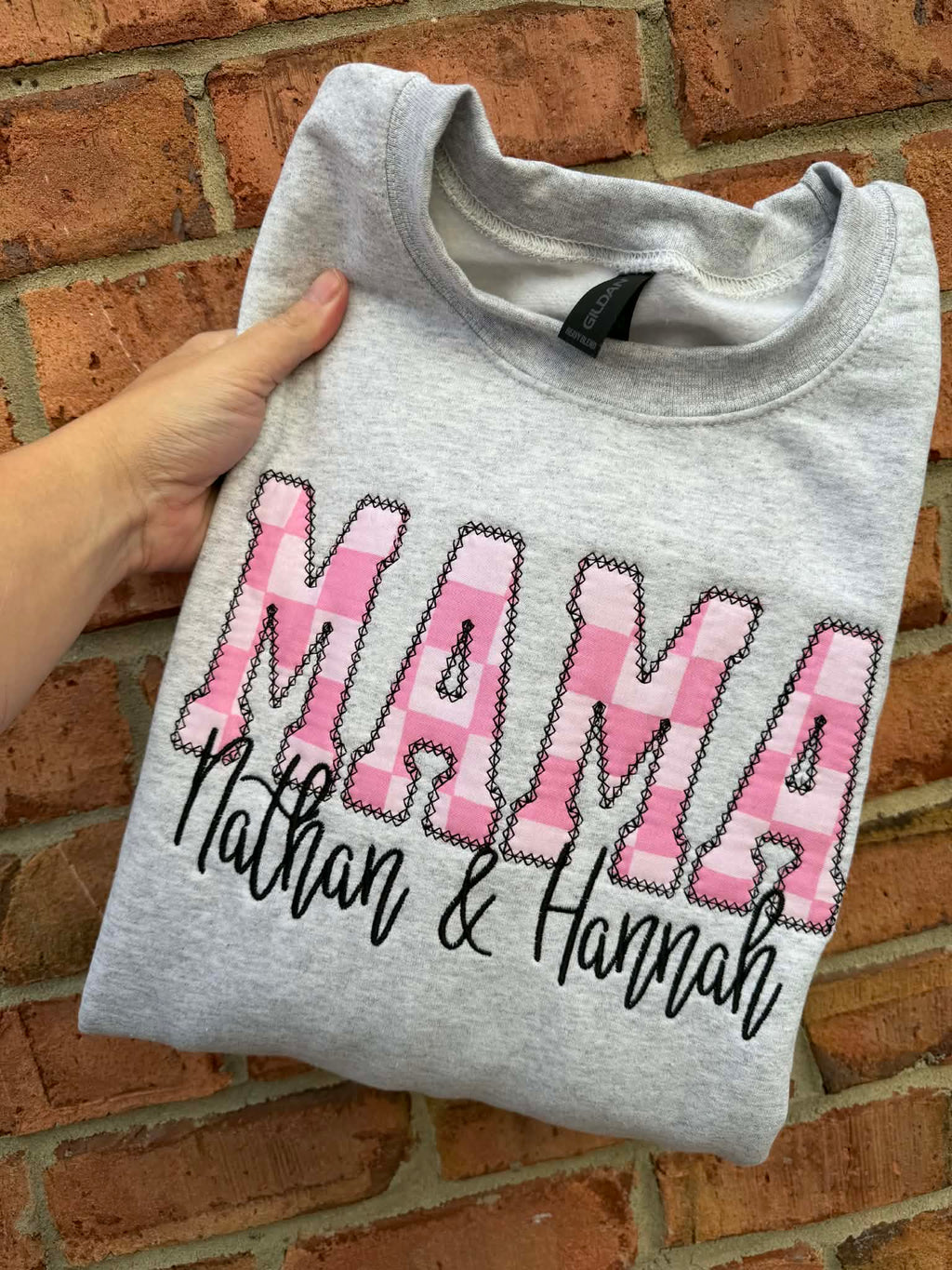 Custom Pink Checkered Diamond Edge Applique