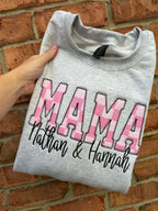 Custom Pink Checkered Diamond Edge Applique Embroidered Sweatshirt