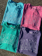 Mama Varsity Style Embroidered Comfort Color T-Shirt | QUICK SHIP - Merch Girls