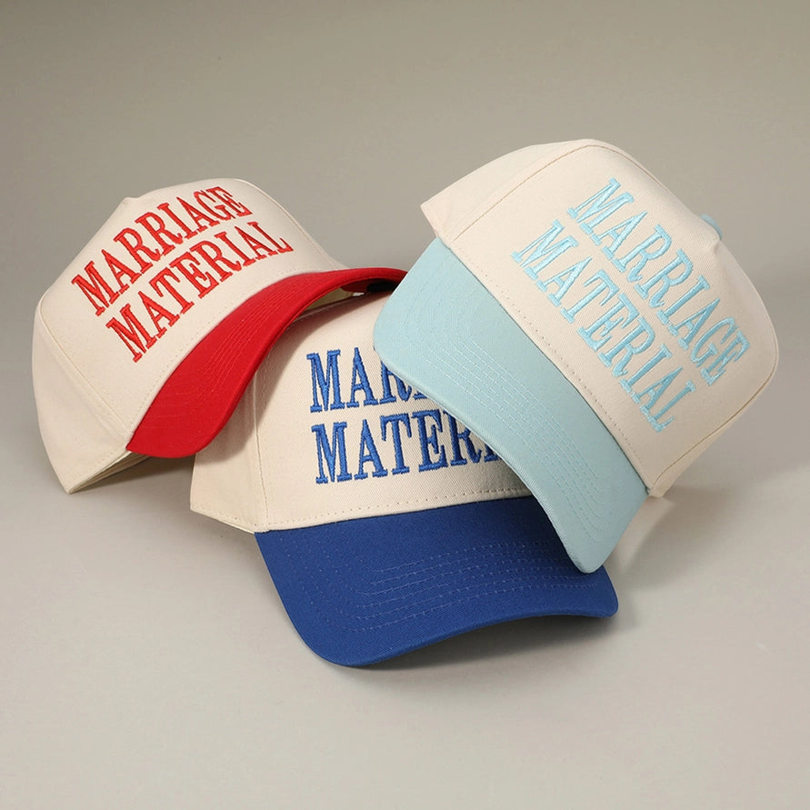 Marriage Material Embroidered Adjustable Five-Panel Twill Hat