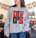 Dawgs Red and Black Sporty Varsity Doodle DTF Transfer - Merch Girls