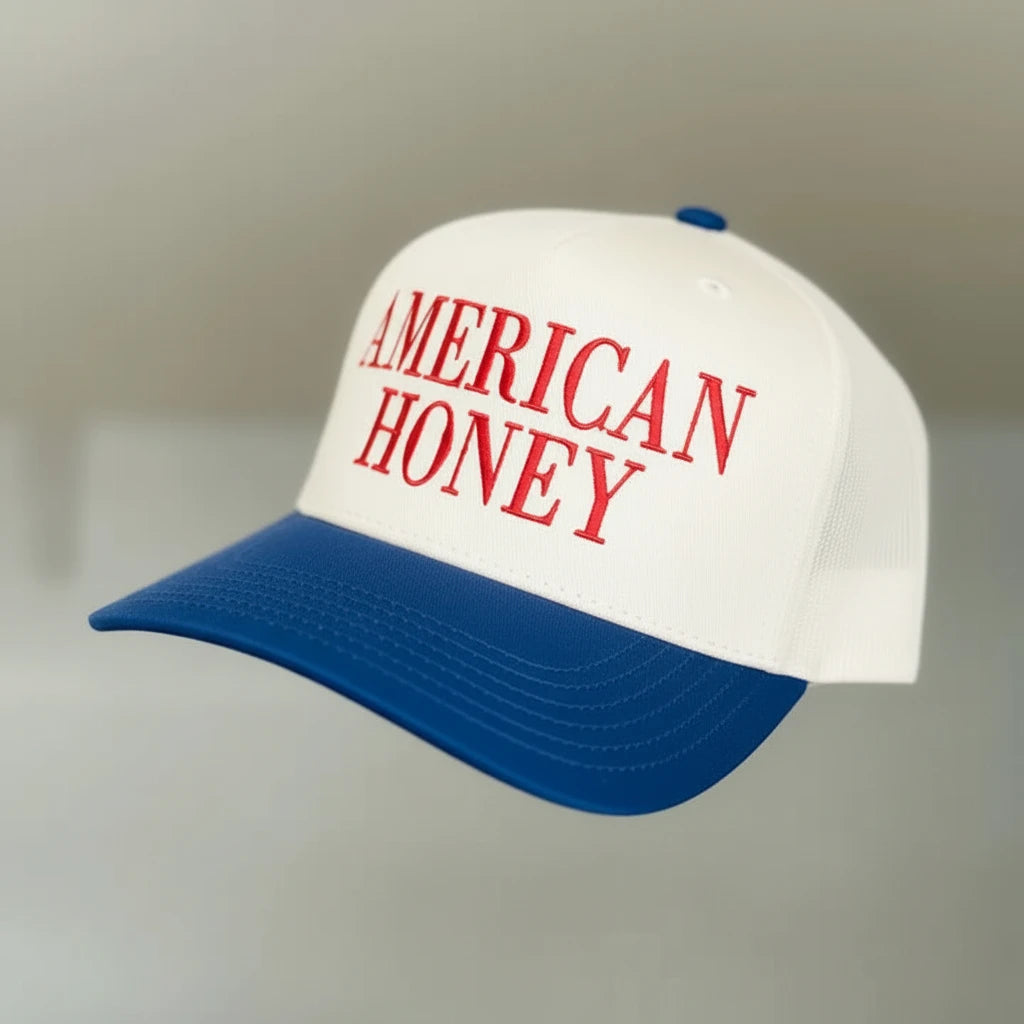 American Honey Embroidered Adjustable Five-Panel Twill Hat