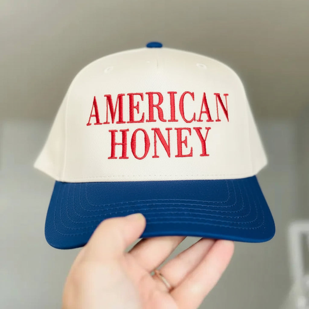 American Honey Embroidered Adjustable Five-Panel Twill Hat