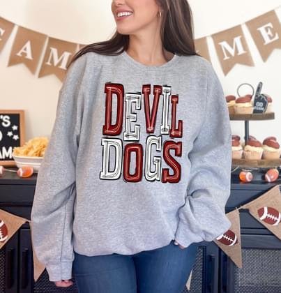 Devil Dogs Sporty Varsity Doodle DTF Transfer