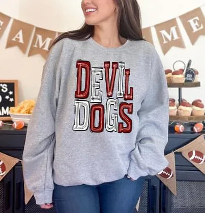 Devil Dogs Sporty Varsity Doodle DTF Transfer - Merch Girls