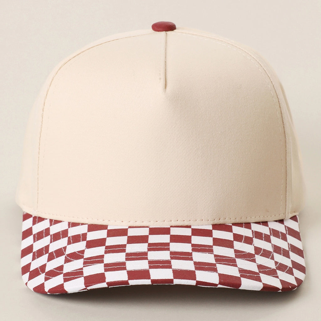 Custom Embroidered Checkered Bill Baseball Hat | Personalized Text Snapback Hat