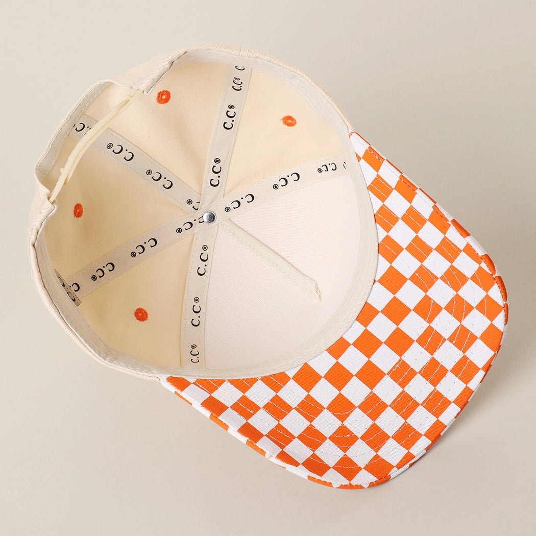 Custom Embroidered Checkered Bill Baseball Hat | Personalized Text Snapback Hat