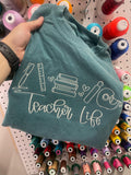 Teacher Life Icons Embroidered Shirt | QUICK SHIP - Merch Girls