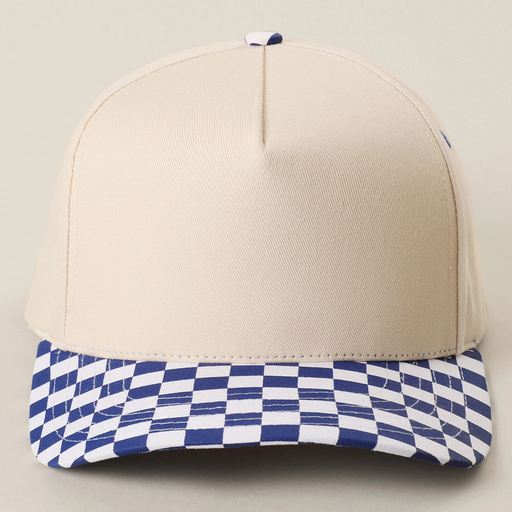 Custom Embroidered Checkered Bill Baseball Hat | Personalized Text Snapback Hat