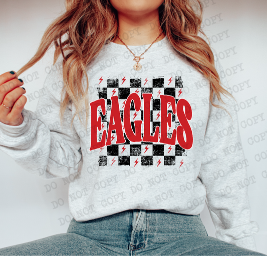 Eagles Red/Black Checkered Retro Graphic Tee