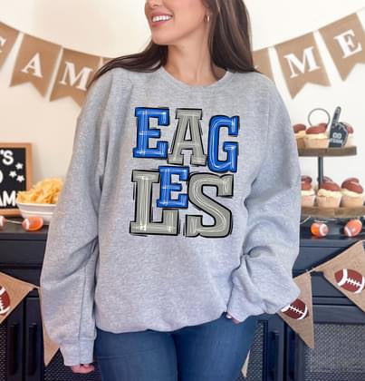 Eagles Blue and Silver Sporty Varsity Doodle DTF Transfer