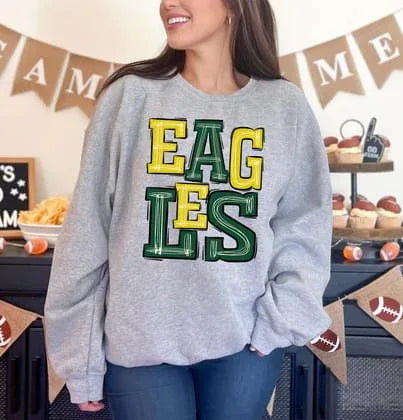 Eagles Green and Yellow Sporty Varsity Doodle DTF Transfer - Merch Girls