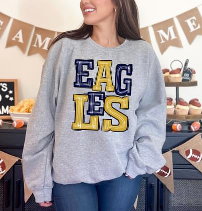 Eagles Navy and Gold Sporty Varsity Doodle DTF Transfer