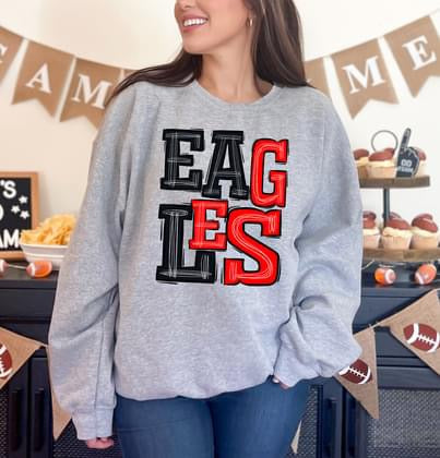 Eagles Red and Black Sporty Varsity Doodle DTF Transfer