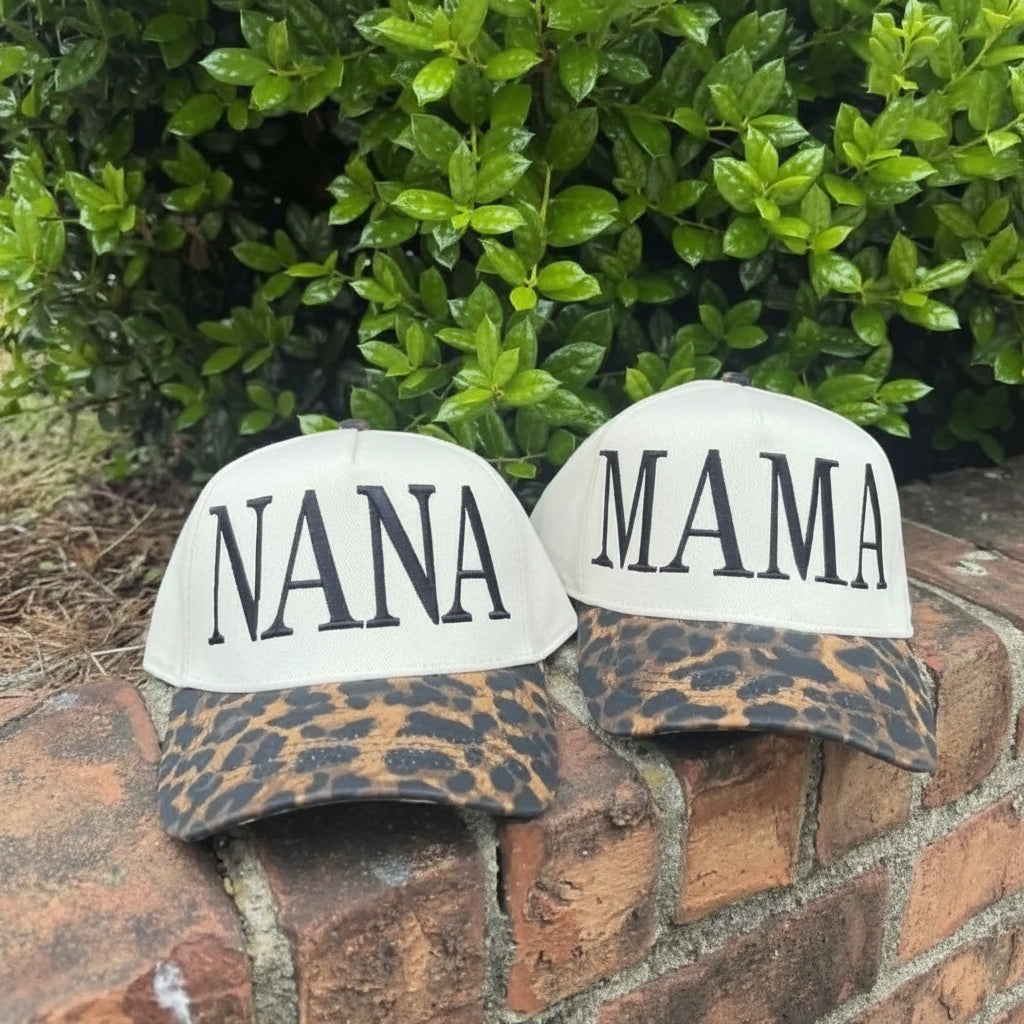 Custom Embroidered Leopard Brim Trucker Hat | Personalized Text Snapback Hat