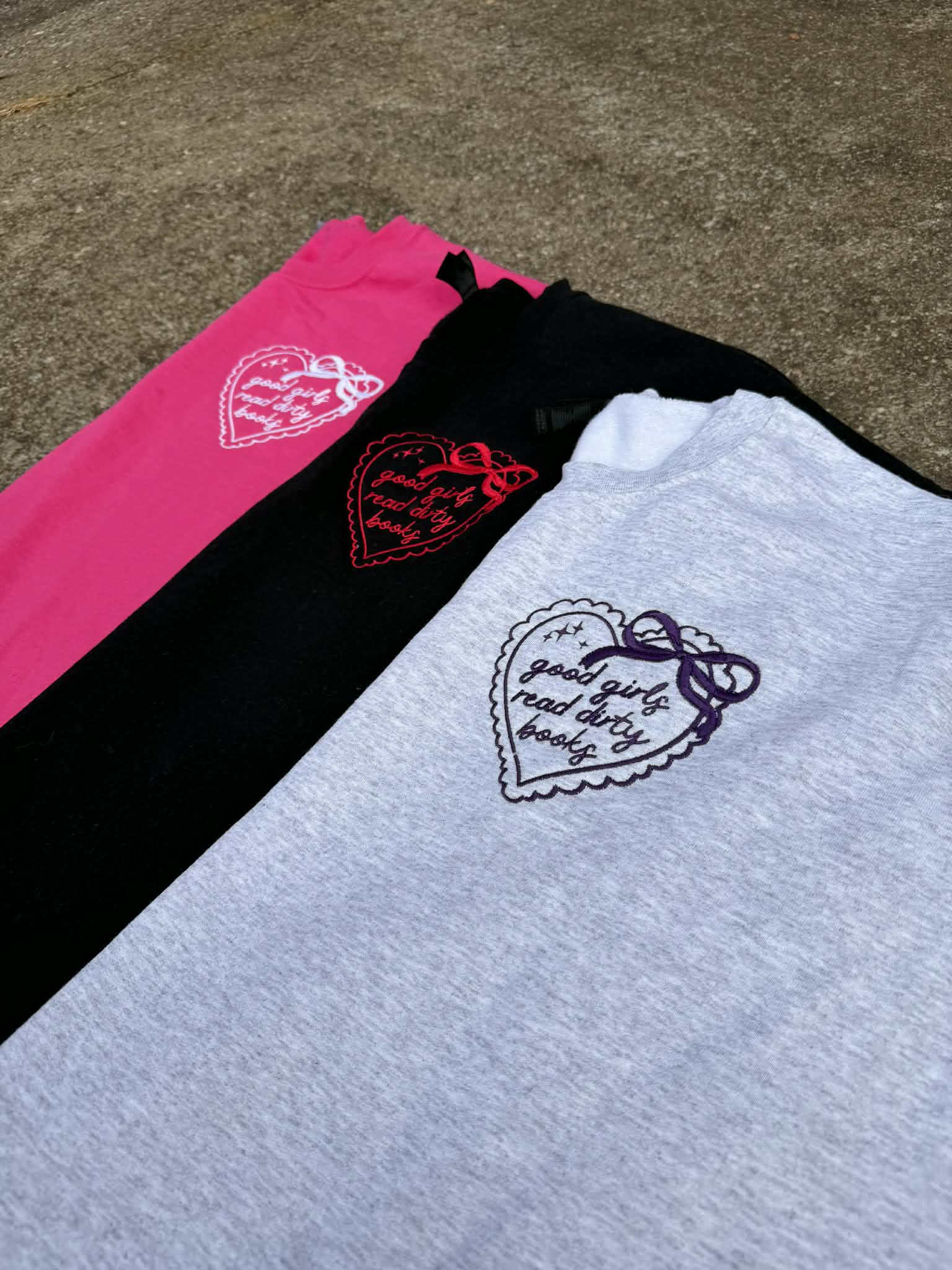 Good Girls Read Dirty Books Embroidered Sweatshirt
