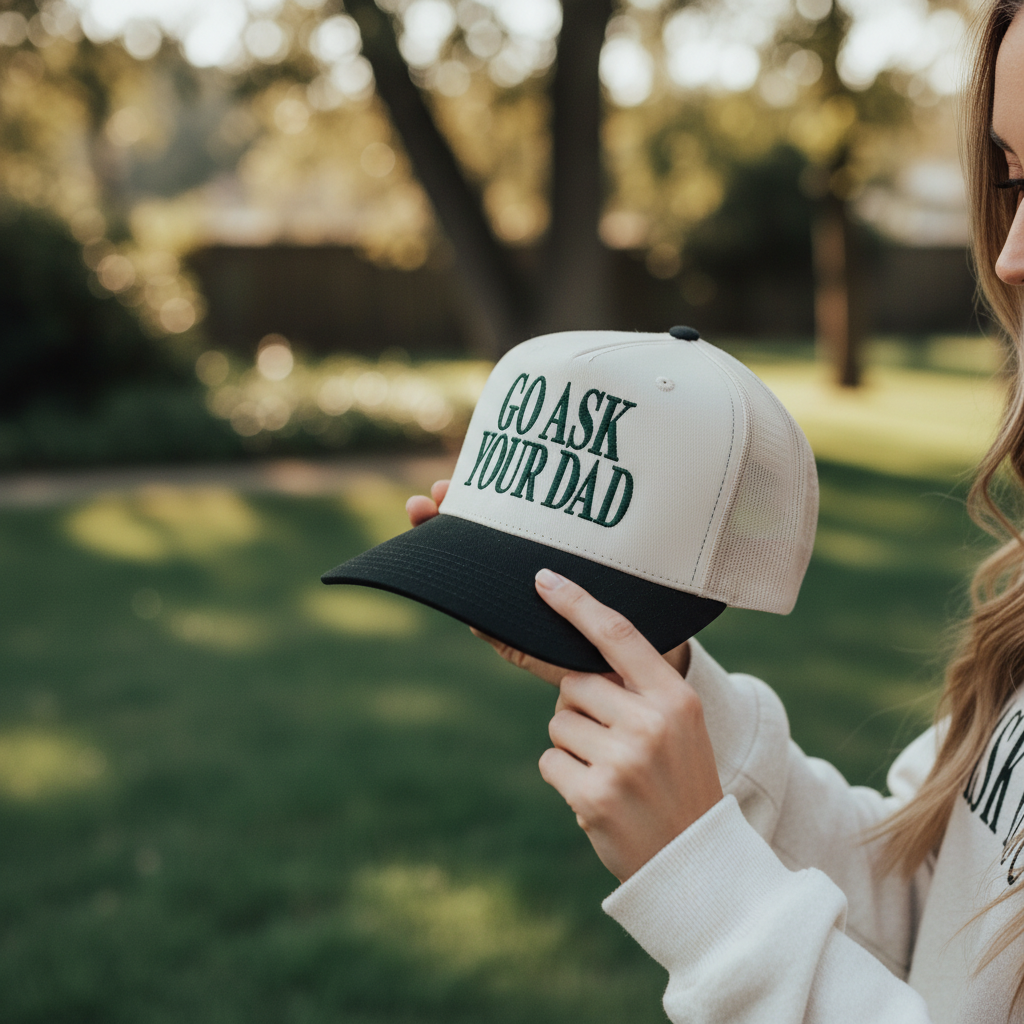 Go Ask Your Dad Embroidered Adjustable Five-Panel Twill Hat