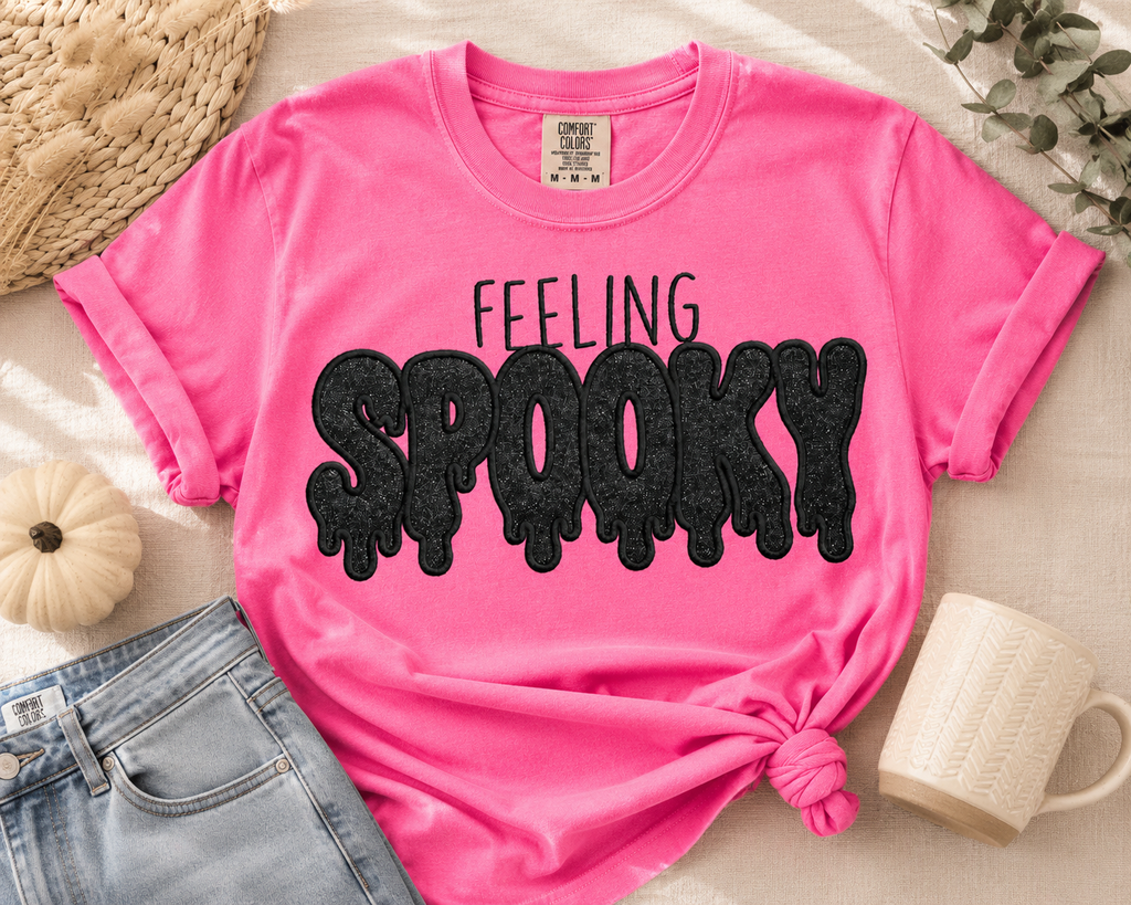 Dripping with Fright Embroidered Halloween Shirt | Glitter HTV Appliqué Tee