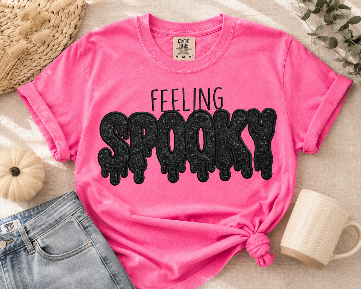 Dripping with Fright Embroidered Halloween Shirt | Glitter HTV Appliqué Tee