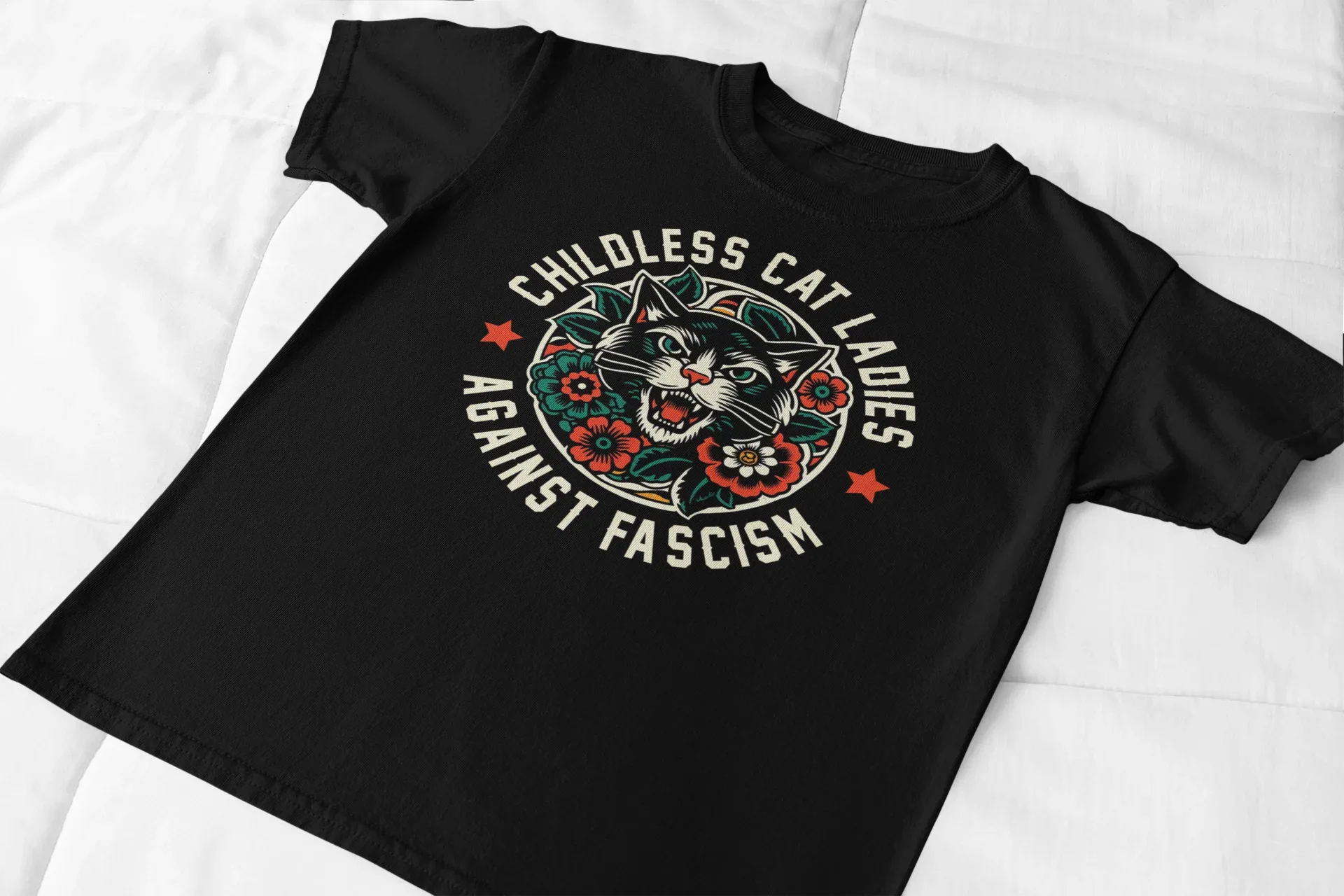 Childless Cat Ladies Against Fascism Graphic Tee - Merch Girls