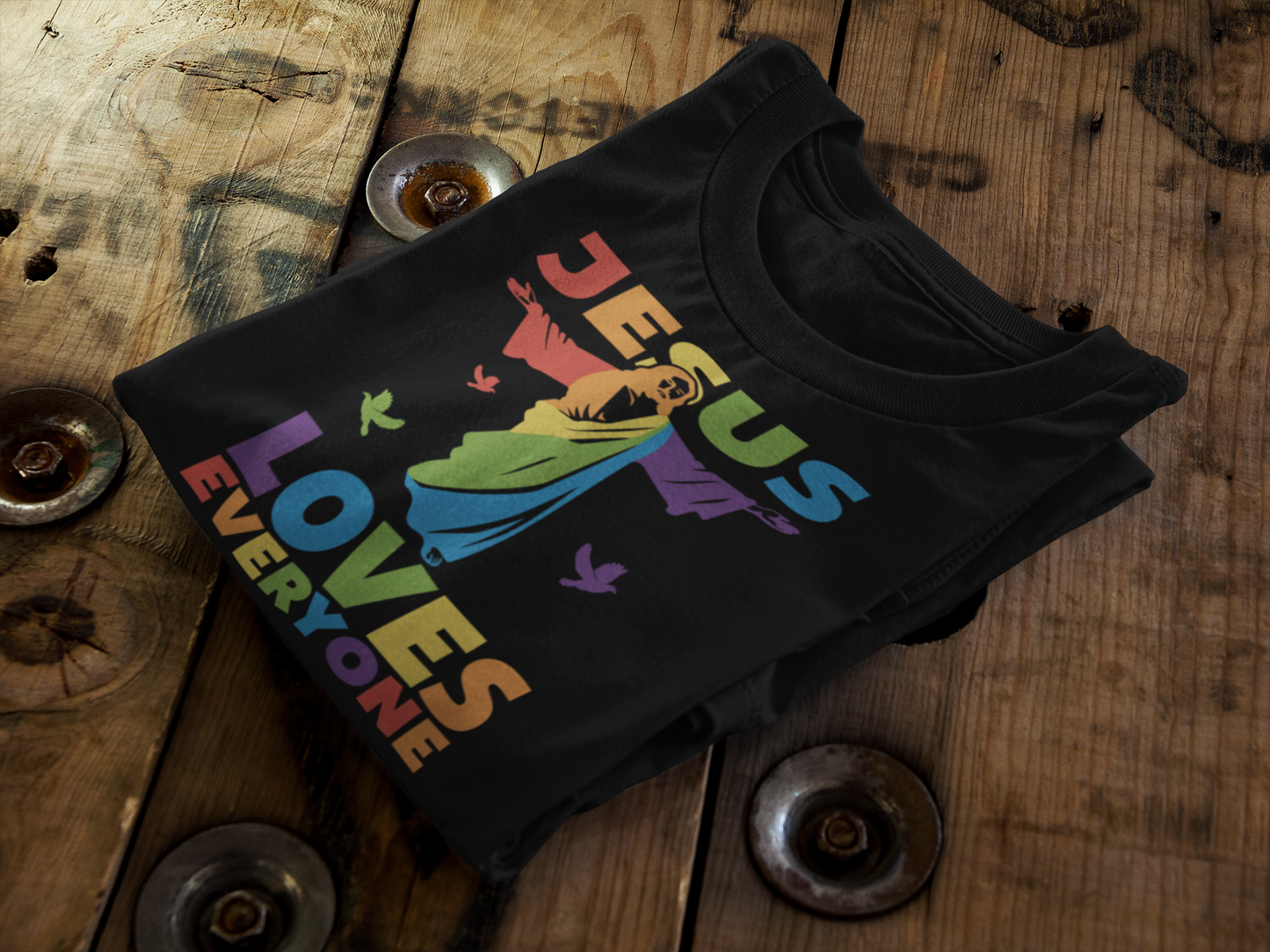 Jesus Loves Everyone Rainbow Pride Graphic Tee