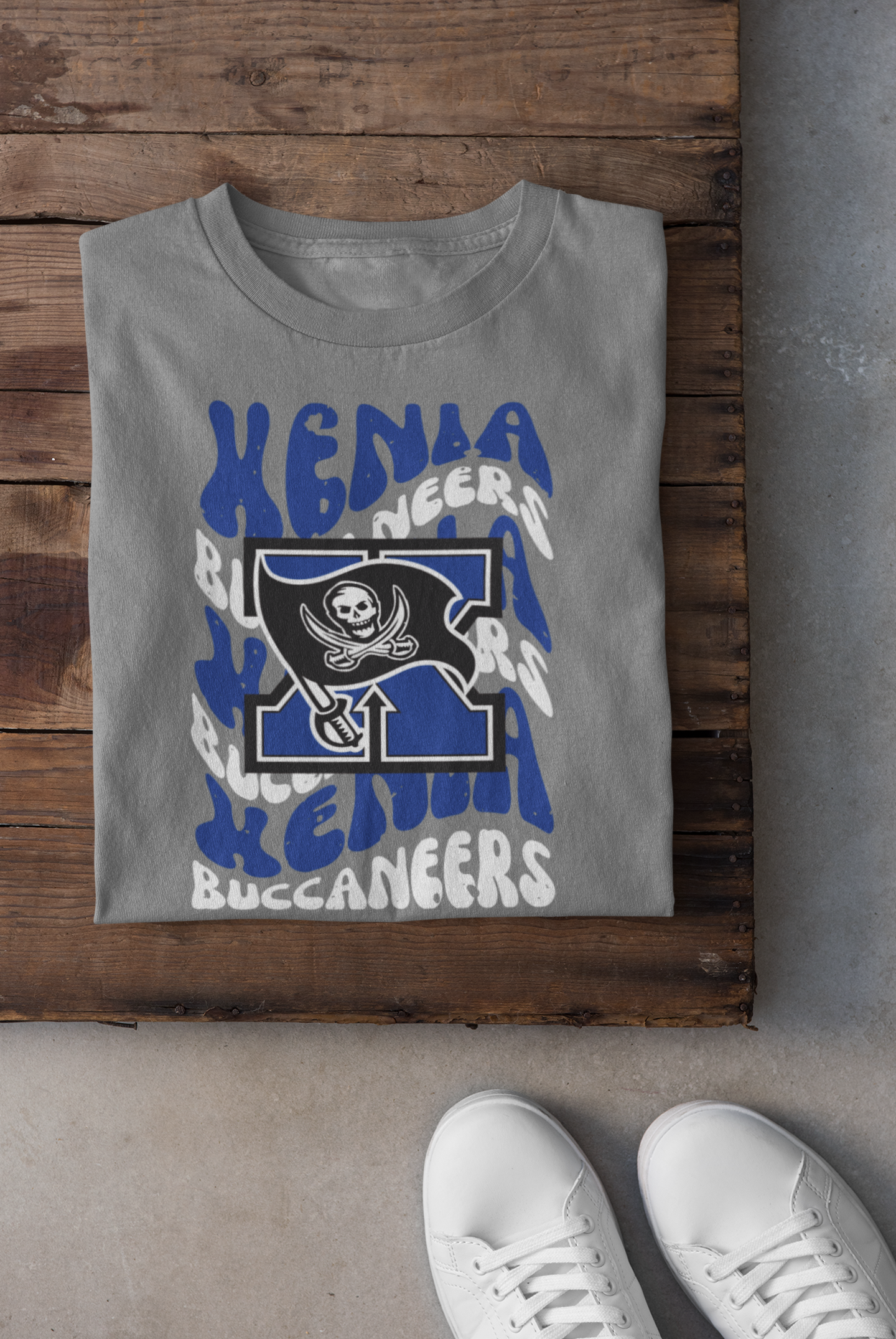 Xenia Buccaneers Distressed Wavy Mascot Design DTF Transfer