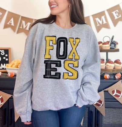 Foxes Sporty Varsity Doodle DTF Transfer