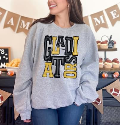 Gladiators Gold and Black Sporty Varsity Doodle DTF Transfer