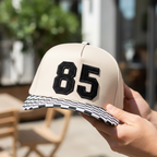 Custom Collegiate Letter Glitter HTV or Fabric Applique Embroidered Adjustable Checkered Bill Snapback Baseball Hat