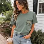 Embroidered Leopard Print Monogram Pocket Tee