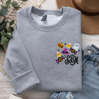 Halloween Monogram Embroidered Sweatshirt | Personalized Pumpkin, Ghost & Candy Corn Embroidery | Custom Initials | Toddler, Youth & Adult Sizes 2T–4X