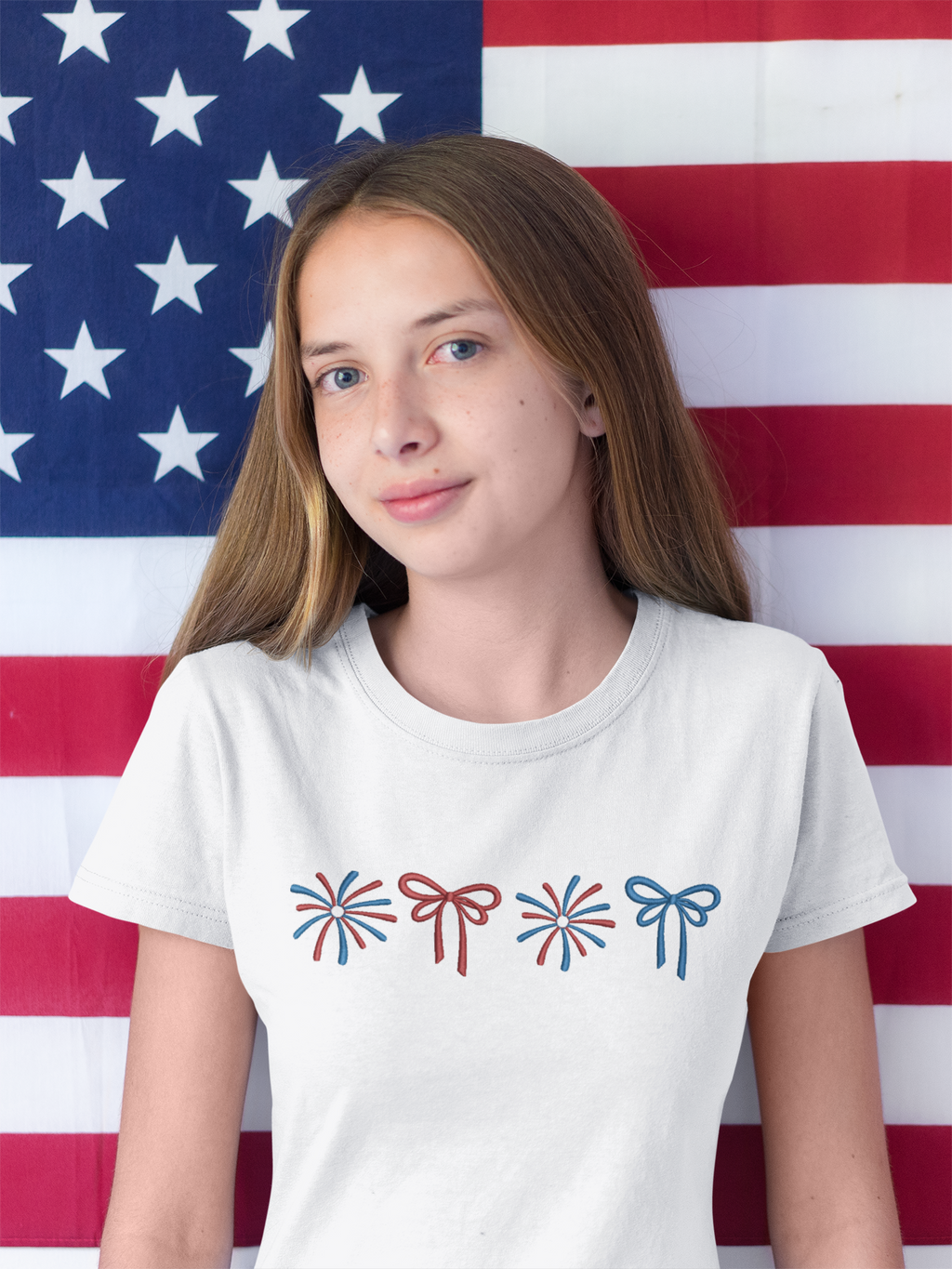 Coquette Bows and Fireworks Embroidered Shirt | QUICK SHIP