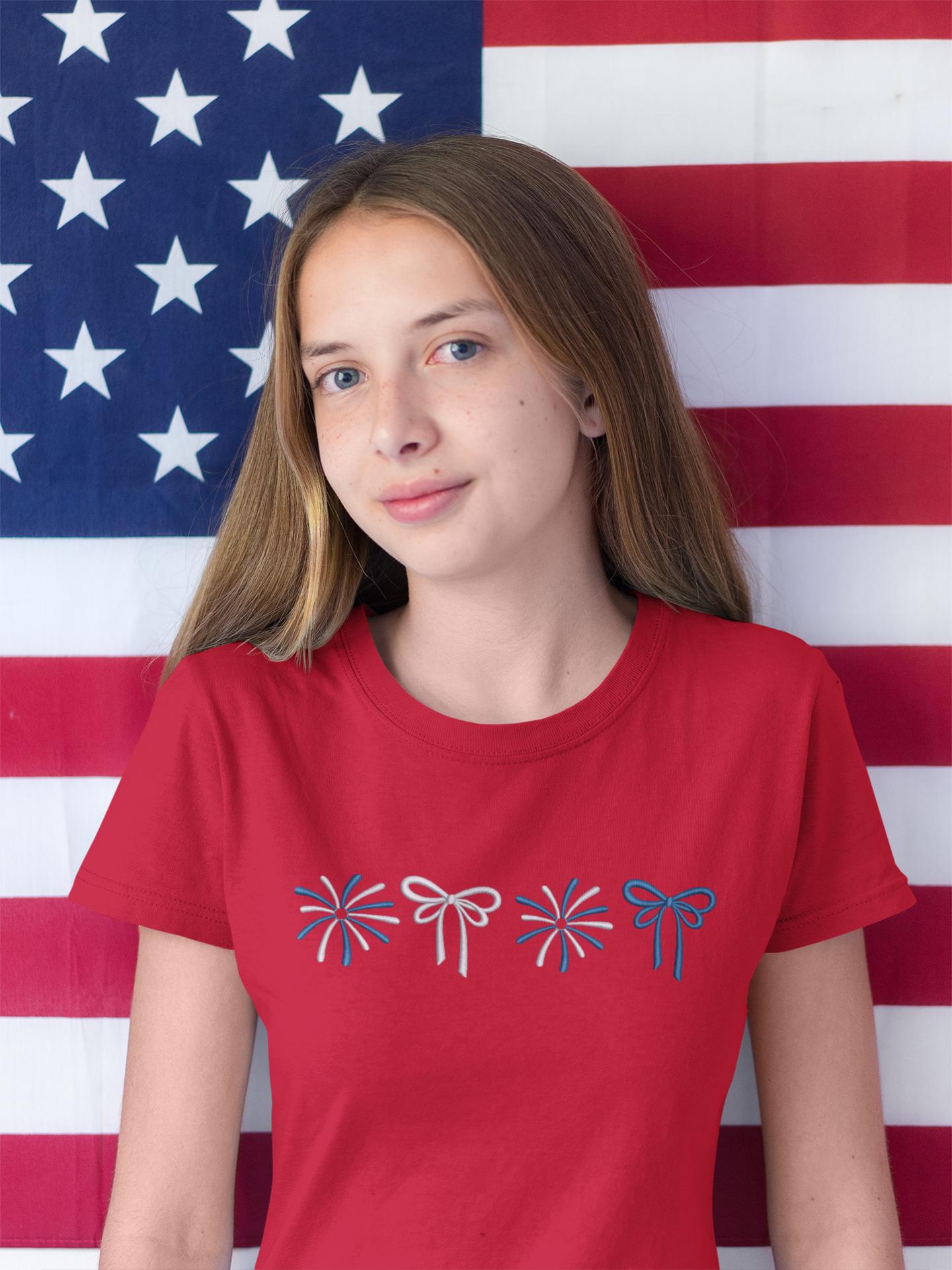 Coquette Bows and Fireworks Embroidered Shirt | QUICK SHIP