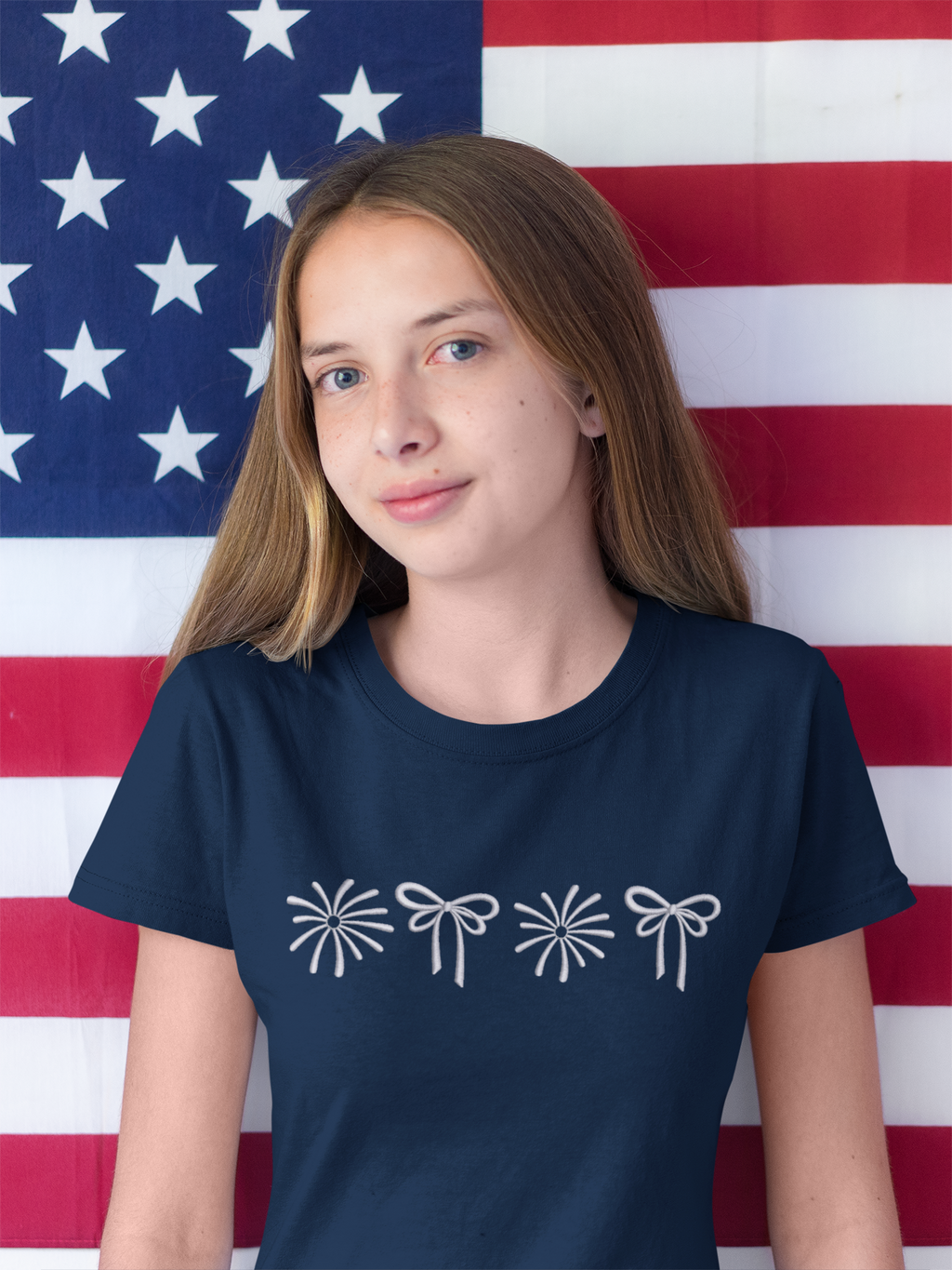 Coquette Bows and Fireworks Embroidered Shirt | QUICK SHIP