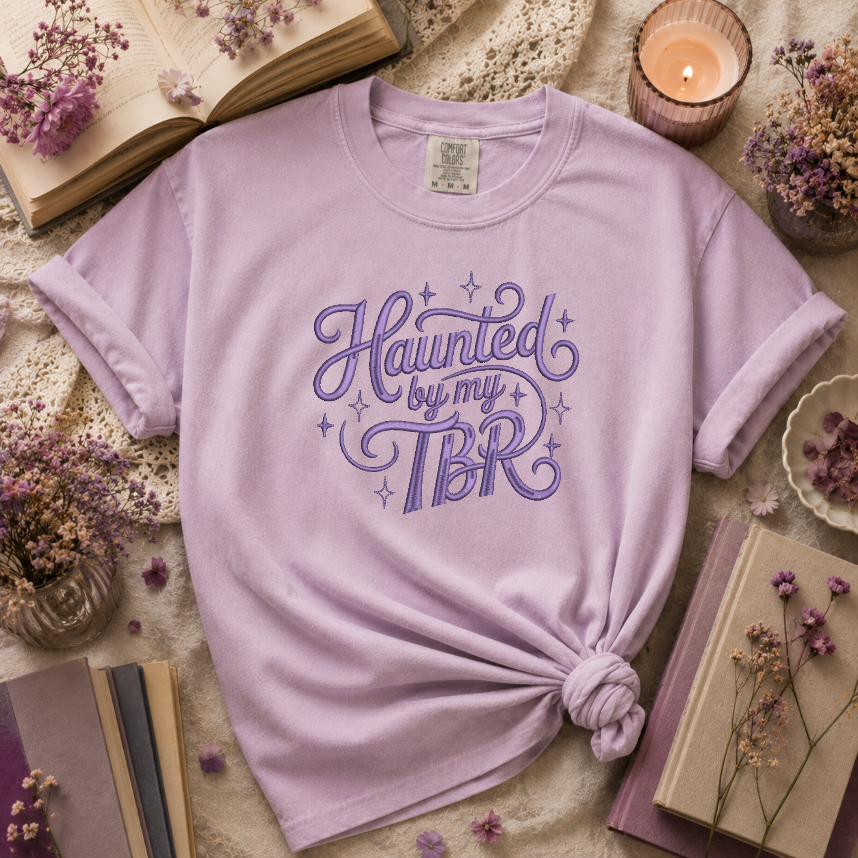 TBR Afterlife | Haunted by My TBR Embroidered Bookish Shirt
